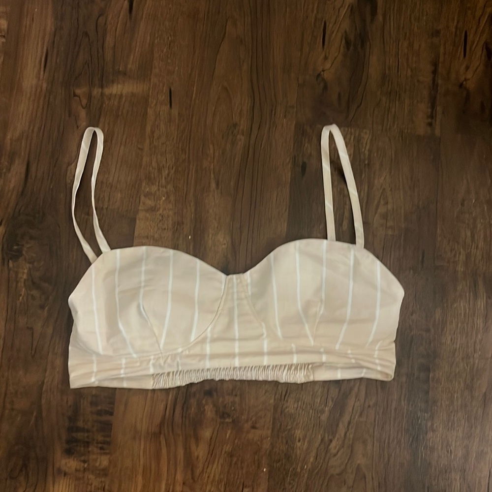 Brunette The Label Cream Striped Top